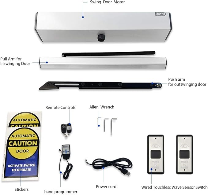 Olideauto Automatic Door Operator,Pair with 2 PCS Wired Slim Touchless Activation Switches Olide-514