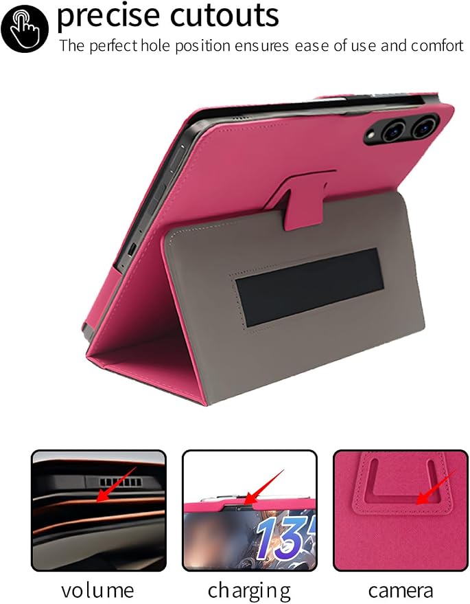 for TECLAST T65 13.4 Inch Android Tablet CaseBOVUGAC Folding Stand Protective Cover with Pencil Holder and Wrist StrapFull Protection Premium PUScratch Resistant(Black)