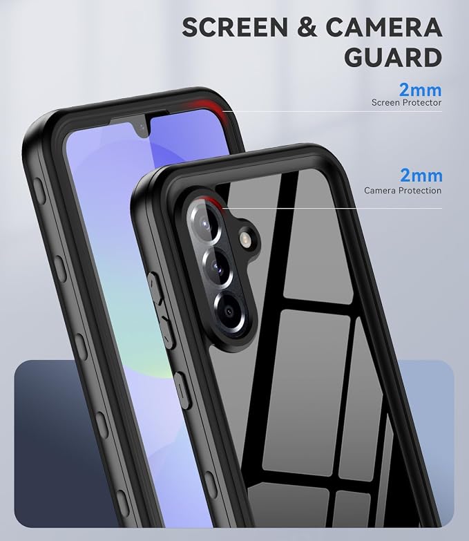 for Samsung Galaxy A16 5G Case IP68 Waterproof Built-in Screen Protector [Full Body Shockproof] Dustproof Underwater Protective Phone Case for Samsung A16 5G (Black)