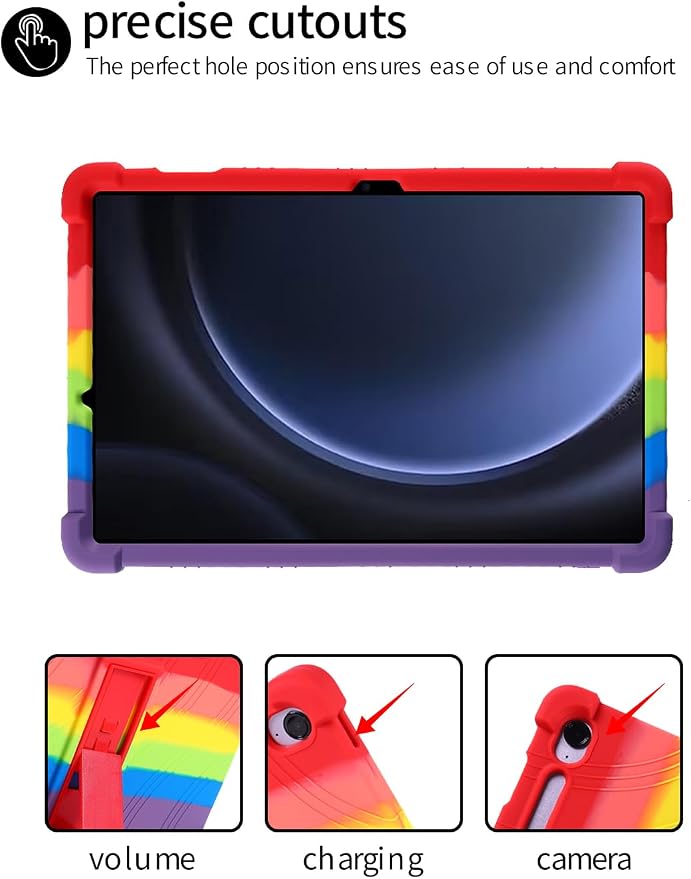 for Samsung Galaxy Tab S10 FE 11 Inch Tablets CaseBOVUGAC Soft Silicone Adjustable Stand Shockproof Kids Friendly for 10 Inch Tablets(Black)