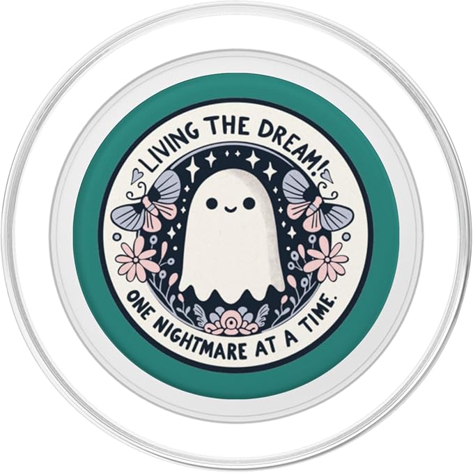 Spooky Ghost Dark Humor Living the Dream Bookish Reading PopSockets PopWallet for MagSafe