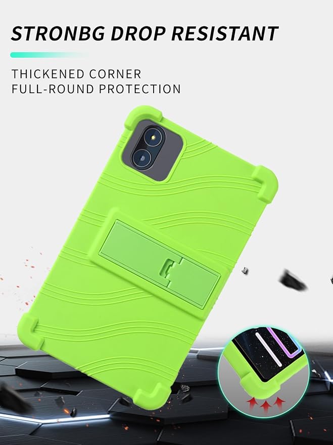 Case for Zuleisy E8A Android 15 Tablet 8.7 inch，WUNIAK Shock Proof Lightweight Stand Rubber Shell Protective CoverKids Friendly Soft Silicone Adjustable Stand CoverBlack