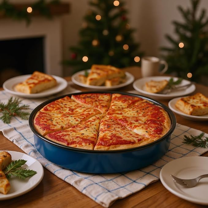 3-Pack Enamel Roasting & Baking Pan Set 10/12/14 Inch Round Cake Pans, High Temperature Resistant Baking Dishes for Turkey Pizza Casseroles Oven Bakeware PFOA & PTFE Free Ideal Gift for Mom - CookWare