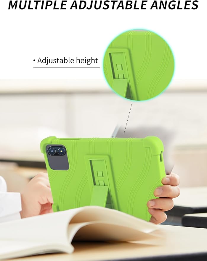 Case for Zuleisy E8A Android 15 Tablet 8.7 inch，WUNIAK Shock Proof Lightweight Stand Rubber Shell Protective CoverKids Friendly Soft Silicone Adjustable Stand CoverBlack