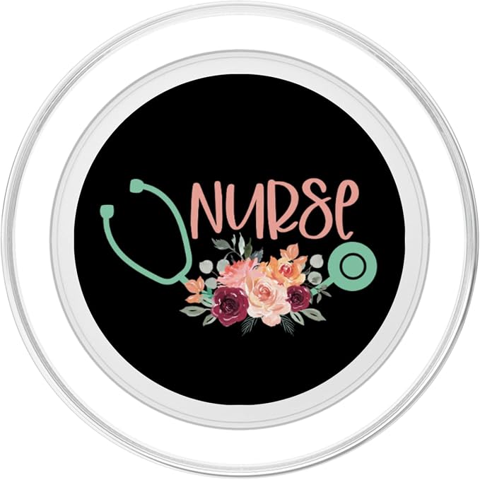 Cute Nurse Stethoscope with Flowers - Nurse Appreciation PopSockets Adhesive PopGrip