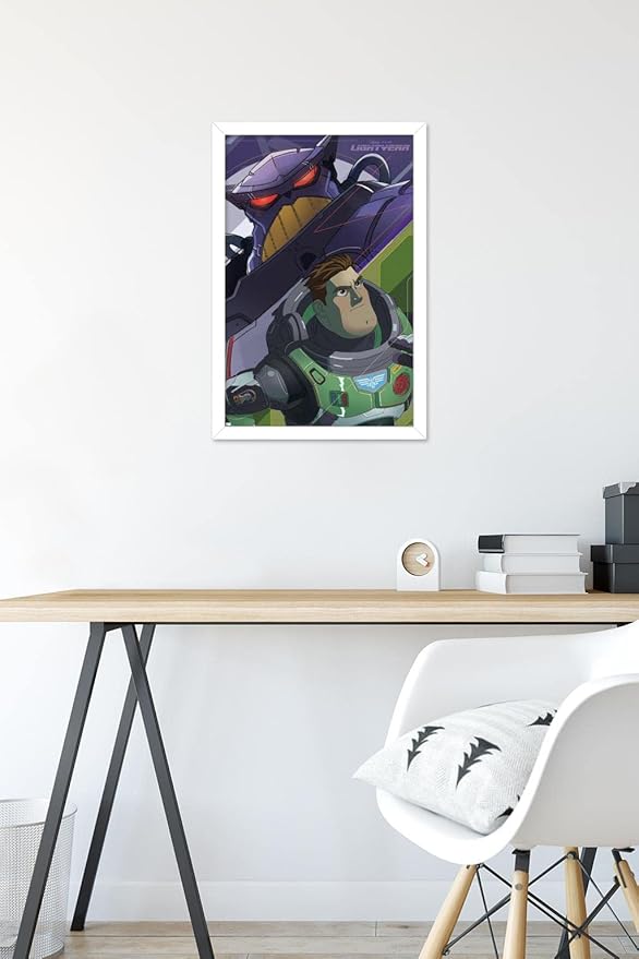 Trends International Disney Pixar Lightyear - Buzz and Zurg Wall Poster, 14.725" x 22.375", White Framed Version
