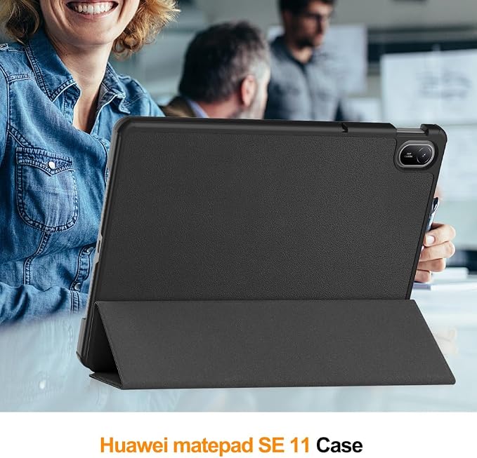 Kepuch Custer Case Compatible for Huawei MatePad SE 11 2024Ultra-Thin PU-Leather Hard Shell Cover - Black