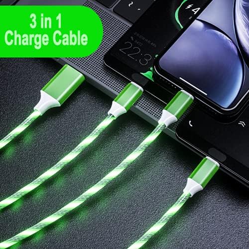 IHAO Multi Ports Charger Cable 3 Combinations in One Cable USB A to USB C/Micro USB PD Fast Charging Cord Lighted Up LED Flowing Compatible with Almost All Kinds of Electric Device-39Inches Blue