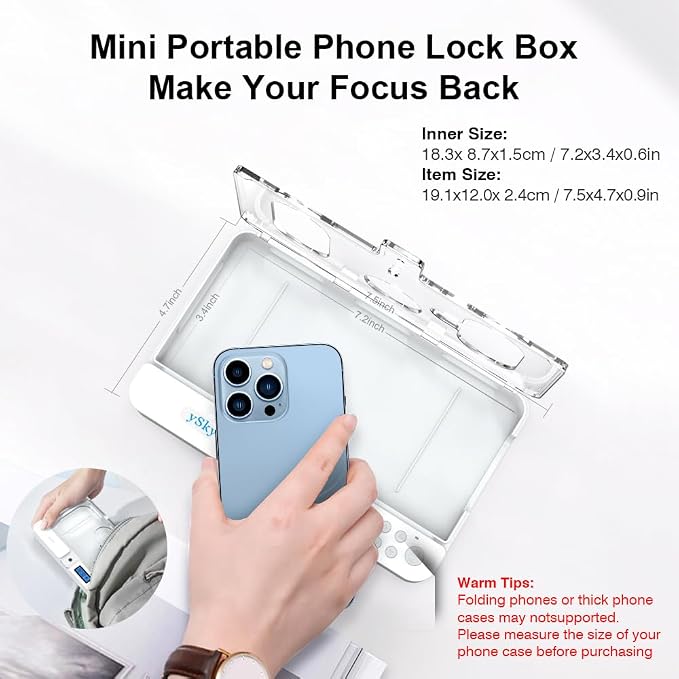 ySky Phone Lock Box with TimerPhone Access Blocker Device for Cell Phones Limits Smartphone Access Reduces Screen Time &amp Improves FocusTimed Jail Locker to Help KidsStudents Adults Focus Bac