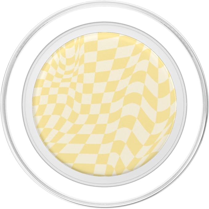 Retro Butter Yellow Checkered Pattern Wavy Checkerboard PopSockets PopWallet for MagSafe