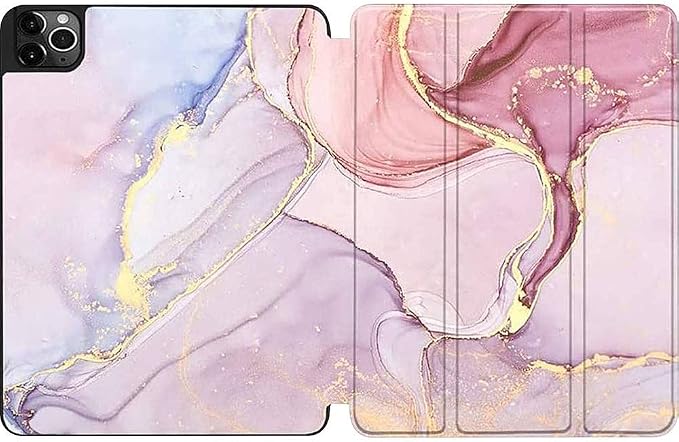 SaharaCase Marble Series Folio Case for Apple iPad Pro 12.9 (4th5th and 6th Gen 2020-2022) [Shockproof Bumper] Rugged Protection Antislip Grip Leather Kickstand (Green)