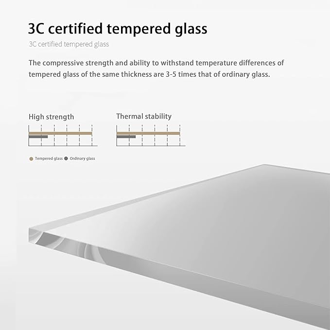 EASYSOUL Modern Glass Coffee Table, 44.88" D x 32.28" W x 15.75" H, Abstract Round Tea Tables for Living Room Home Office Industrial Cocktail Tables (Black-Clear Glass, 44.88")
