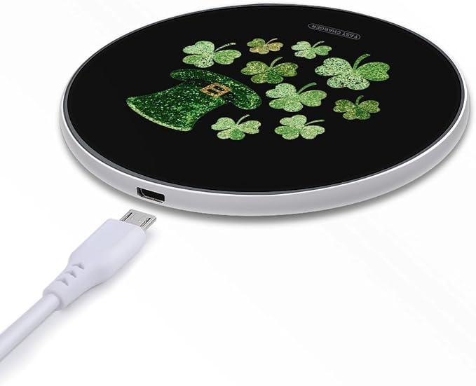 Stpatricks Day Shamrock Irish Clover Wireless Charger SlimWireless Charging Pad Anti-Slip Charger Mat for Men Women