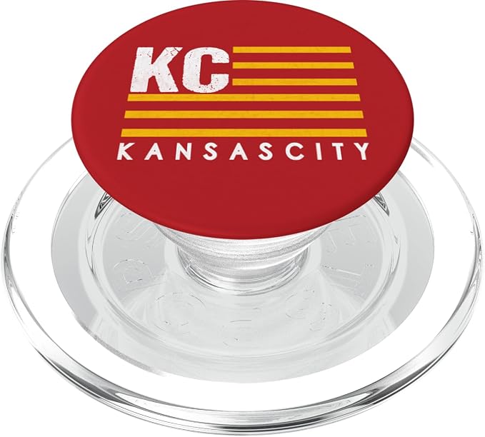 Kansas City Fanatics KC Red &amp Yellow USA Flag PopSocket Phone Grip with Swappable Top for Smartphones with Smooth Hard Plastic Cases