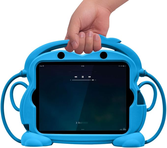 Kids Case for iPad 2/3/4 Child Proof Silicone Protective Car Case Cute Monkey Handle Stand Cover for Apple iPad 2nd 3rd 4th Generation (Blue)