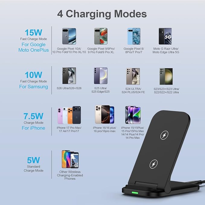 for Pixel 10A Wireless Charger Stand Fast Charging Desk for Google Pixel 10 | 15W Foldable Wireless Charger Pad cargador inalámbrico para Google Pixel 10 Pro Fold/10 Pro XL/9A/9 Pro XL/9A/8A/8XL/8/7/7