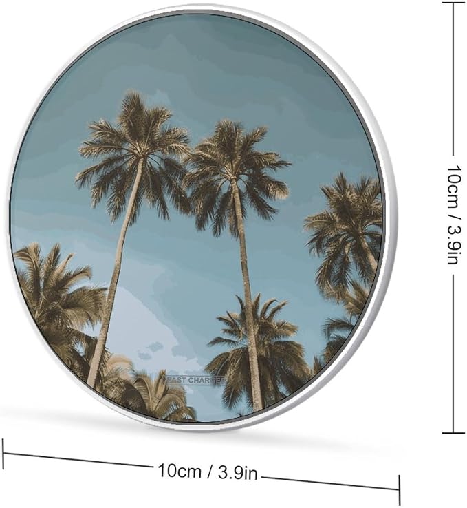 Tall Tropical Palm Trees Wireless Charger 10W Fast Charging Pad Anti-Slip Qi Certified Wireless Charging Pad Charging Station Portable Phone Charger for All Wireless Charging Smartphone