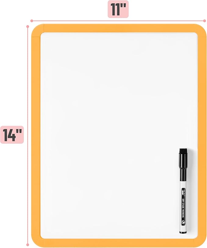 Mr. Pen- Dry Erase Board, 14” x 11” with a Black Dry Erase Marker, Small Mini White Board for Students