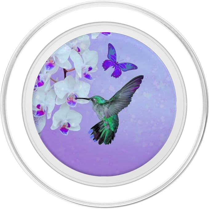 Cell Phone Pop Up Holder Hummingbird Flower Butterfly Purple PopSockets Adhesive PopGrip