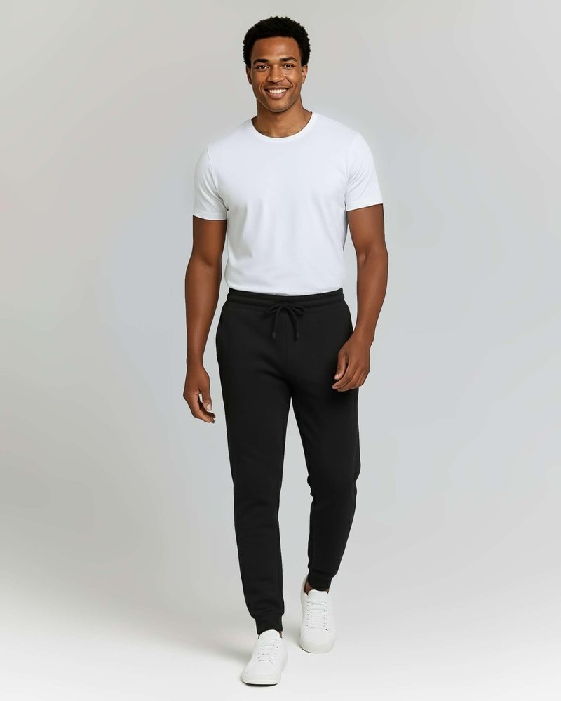Real Essentials 3 Pack: Men's Cotton Fleece Jogger Sweatpants - Athletic Pants Bottoms with Pockets (Big & Tall Available)