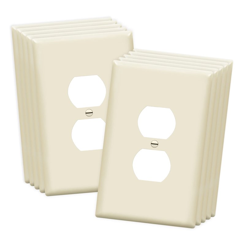 ENERLITES Duplex Receptacle Outlet Wall Plate, Jumbo Electrical Outlet Covers, Gloss Finish, Oversized 1-Gang 5.51" x 3.50", Polycarbonate Thermoplastic, 8821O-LA-10PCS, Light Almond, 10 Pack