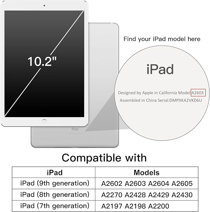 JETech Case Cover for iPad 9th/8th/7th Gen 10.2 Beige | Clear Transparent Back Pencil Holder Slim Shockproof Protection Tri-Fold Stand Auto Wake/Sleep