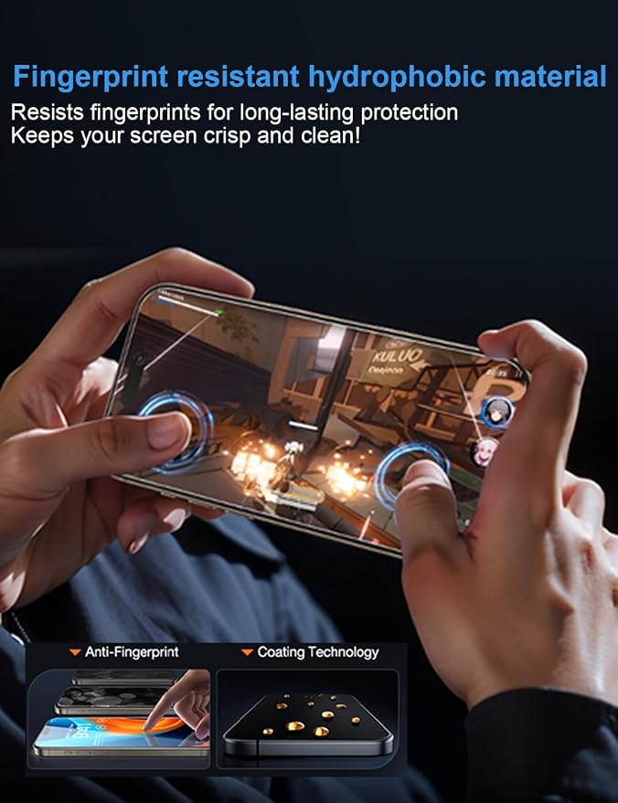 OneFish Screen Protector for iPhone 13 Pro Max / 14 Plus Privacy 4-Way 360° Anti-Spy Tempered Glass 9H Hardness HD Clear Anti-Fingerprint 3D Curved Edges Case-Friendly &amp Easy Installation