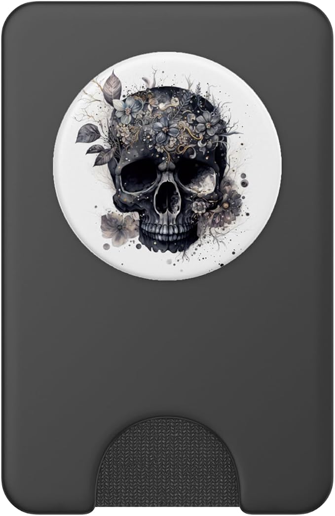 Floral Skull Graphic for Women Birthday Unique Black Skull PopSockets Adhesive PopGrip
