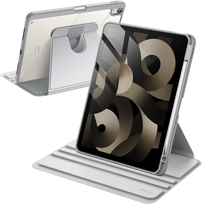 JETech Rotating Case ONLY for iPad Air 11-Inch M4/M3/M2 (2026/2025/2024) iPad Air 5/4 (2022/2020 5th/4th Generation 10.9-Inch) 360 Degree Rotation Protective Stand Cover Clear Back (Black)