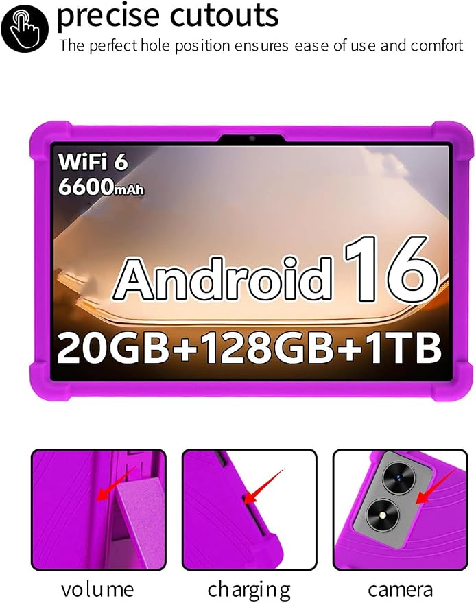 for SHARECLOUD P10/Frameflow P10 2025 10.1 Inch Tablet CaseBOVUGAC Soft Silicone Adjustable Stand Shockproof Kids Friendly for SHARECLOUD P10_T 10.1 Tablet(Black)