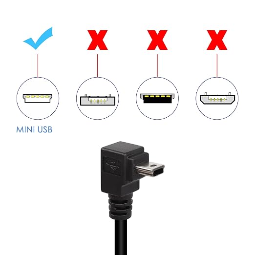 QIANRENON 90 Degree Angle Mini USB Panel Flush Waterproof Extension Cable Mini USB 5 Pin Right Angle Male to Female Panel Mount Cable Threaded to Dashboard or Panel28cm/11in (Down Bend)