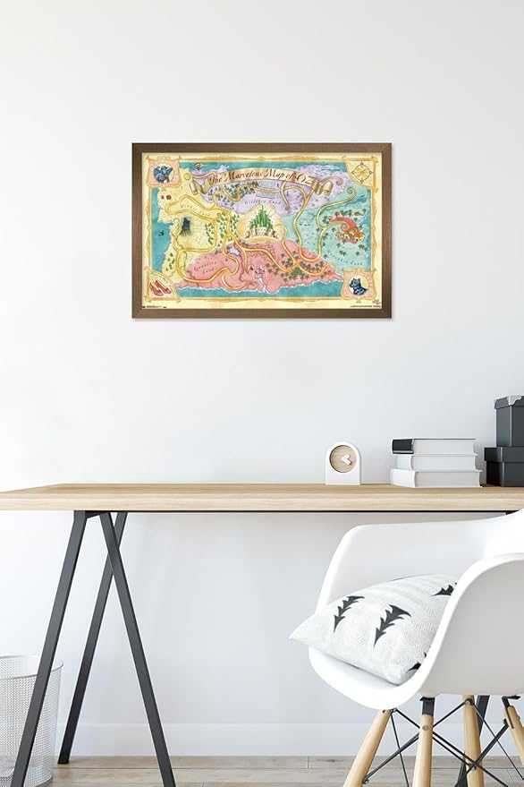 The Wizard Of Oz - Map Wall Poster, 22.4L" x 14.7W", Bronze Framed Version