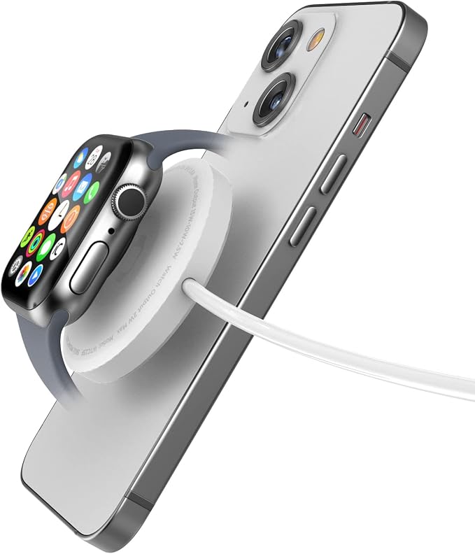 Tech Gift Idea Christmas 2024 (2-in-1) Charger for Apple Watch + iPhone Reversible Magnetic Wireless Charging (Compatible with MagSafe) Retail Packaging
