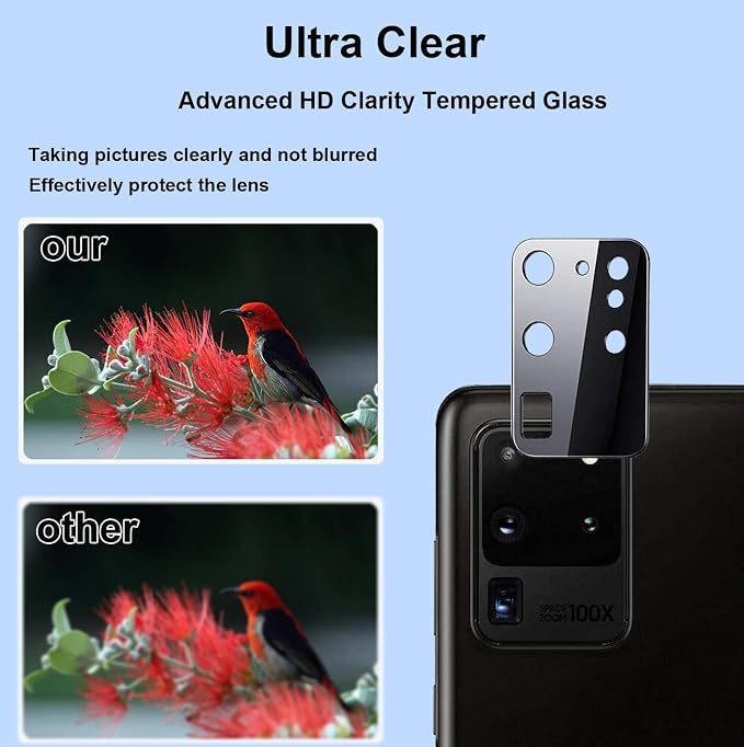 [2+2 Pack] for Galaxy S20 Ultra 6.9Anti-Blue Light Screen Protector [Not Glass]2Pcs Eye Protection Flexible TPU Hydrogel Film with 2Pcs Tempered Glass Camera Lens Protector Case Friendly