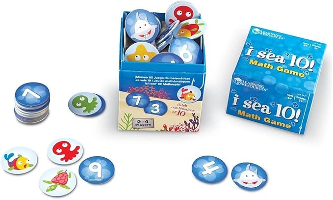 Learning Resources I Sea 10! Game, Math Games, Addition and Subtraction, Homeschool & Classroom Math Games, Educational, Includes 100 Cards, Ages 6+