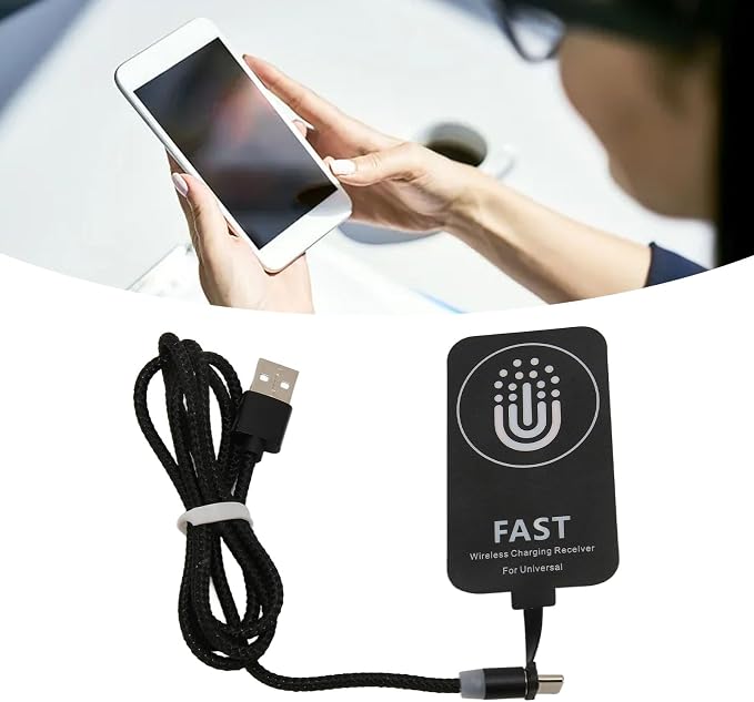 USB C Wireless Charging Receiver 10W Magnetic Charging Back Patch | Magnetic Charging Adapter for Smartphones Ultra Thin ABS Charging Back Patch with Type C Wireless Charging Receiver for And