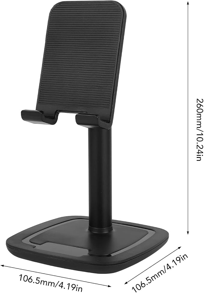 Cell Phone StandBlack Aluminium Alloy Desktop Cell Phone Stand Foldable Telescopic Desk Mobile Phone Holder