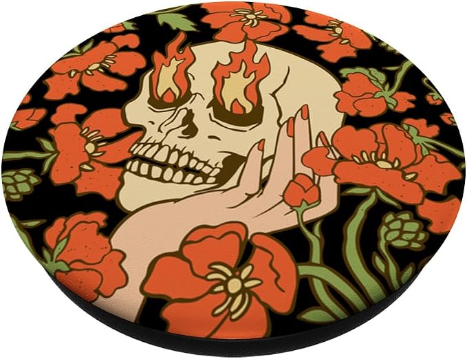 PopSockets Skull &amp Goth Phone Grip &amp Stand - Skull Flowers PopSockets PopGrip for MagSafe