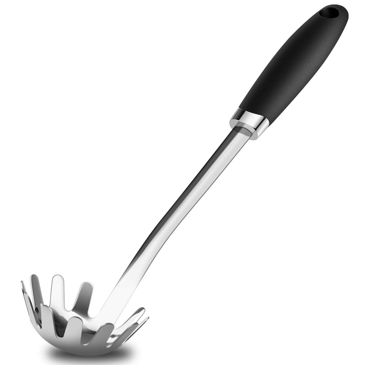 JXWING Black Stainless Steel Pasta Spoon, Spaghetti Server, Pasta Fork