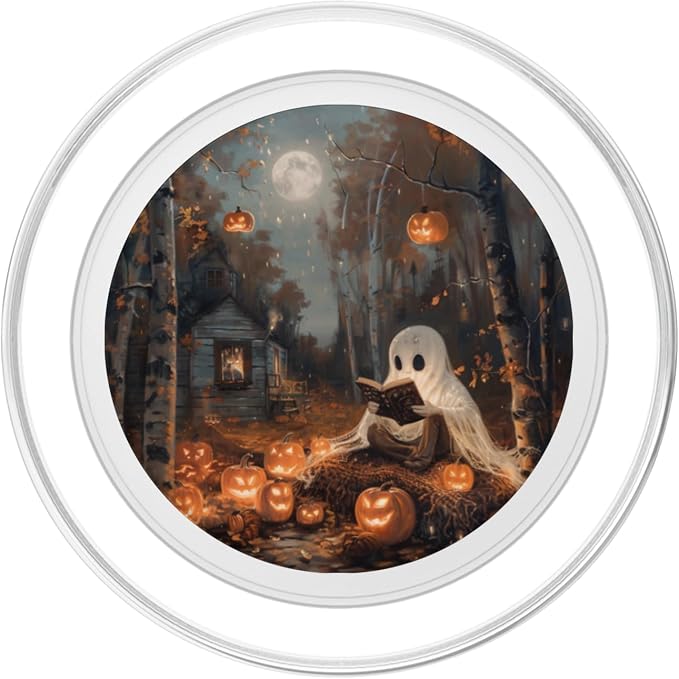 Spooky Halloween Ghost Reading Bookish PopSockets PopGrip for MagSafe