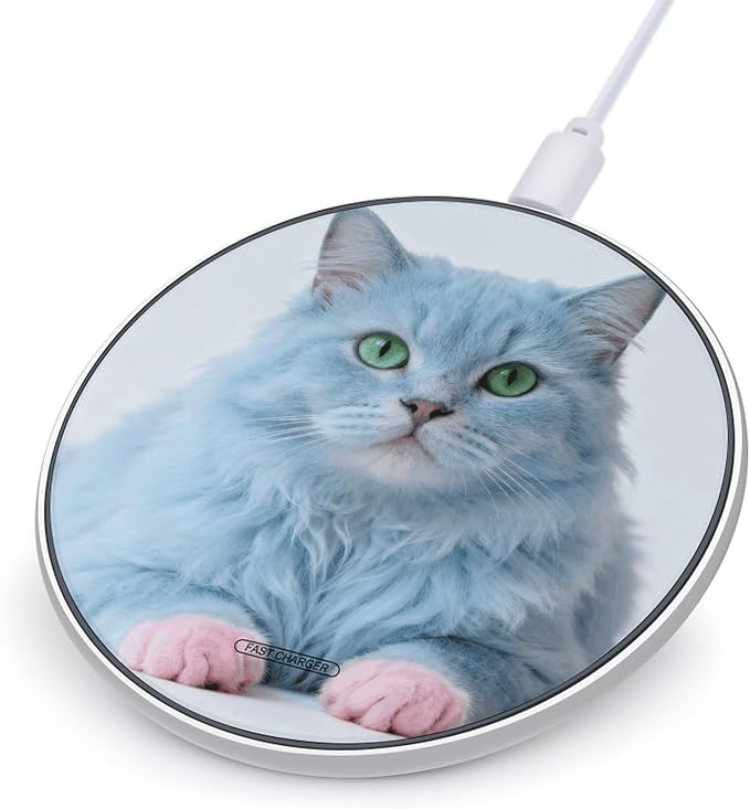 Blue Mist Spirit Wireless Charger Fast Charging Pad | Anti-Slip Qi Certified Wireless Charging Pad for All Phones with Wireless Charging Function for Home Office Travel