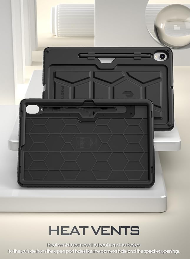 Poetic TurtleSkin Case for Samsung Galaxy Tab S10 FE Plus (2025 Release) 13.1 inch Case with S Pen Holder Heavy Duty Shockproof Kids Friendly Protective Silicone Cover Black