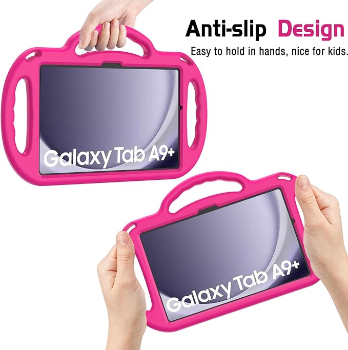 Kids Case for Samsung Galaxy Tab A11+ Plus/A9+ Plus 11 Inch Case with Strap Shockproof Lightweight Handle Stand 2025/2023 Model with Lanyard Black