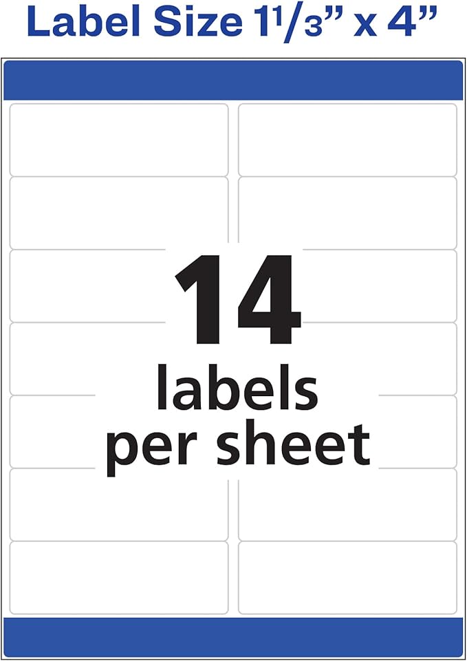 Avery Easy Peel Printable Address Labels with Sure Feed, 1" x 4", White, 350 Blank Mailing Labels (08162)