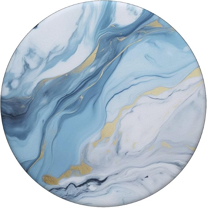 Marble-Like Blue and White Gold Pattern Aesthetic PopSockets Adhesive PopGrip