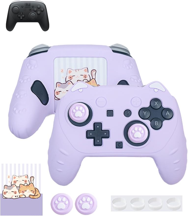 Case for Nintendo Switch 2 Pro ControllerUYRUREL Premium Sillence MaterialShock-Absorbing and Anti Drop Protection Soft Shellwith Stickers and Thumb GripsBlack.