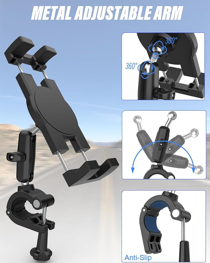 Z Fold Motorcycle Mount - [Foldable Phone Friendly] Bike Tablet Holder Bicycle Handlebar Tablet Clamp Scooter Phone Clip for Samasung Galaxy Fold 7 6 5 4 3 2 Tabs Google Pixel Pro iPad iPhone