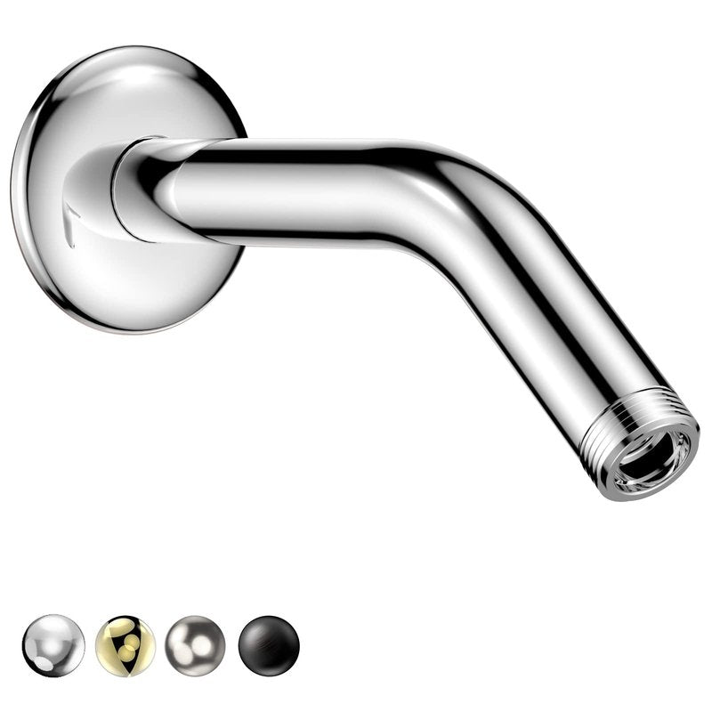 HOPOPRO 6 Inches Shower Arm with Flange - Wall Mount Replacement Angle Shower Head Arm For Fixed Handheld Showerhead - Including Teflon Tape - NBC News Recommended Brand - Stainless Steel - Chrome