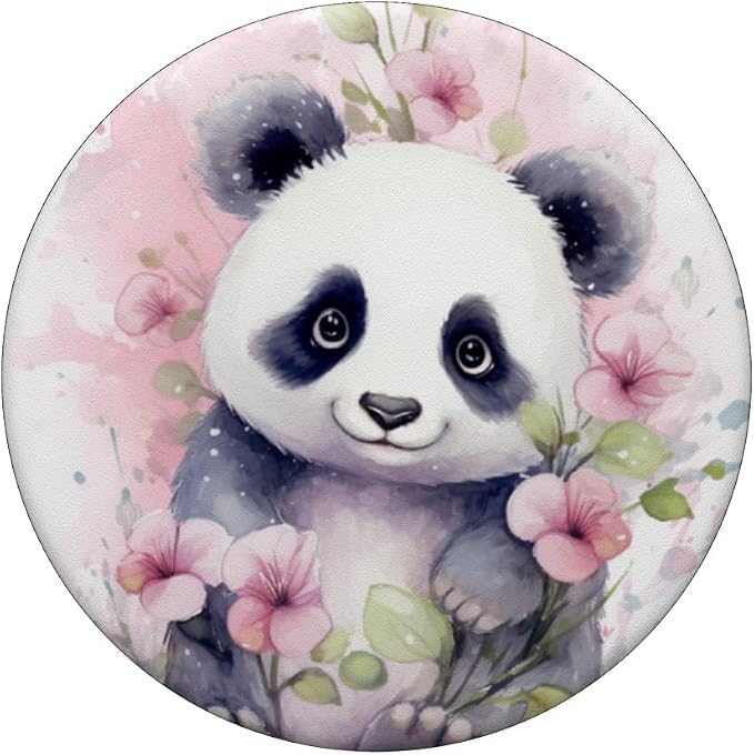 cute panda watercolor PopSockets Adhesive PopGrip