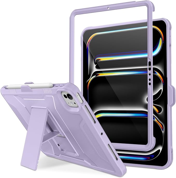 DTTO for iPad Pro 11 Inch Case (M5) 2025 / (M4) 2024 Black | Durable Shockproof Protective Cover Built-in Screen Protector &amp Kickstand Corner Protection